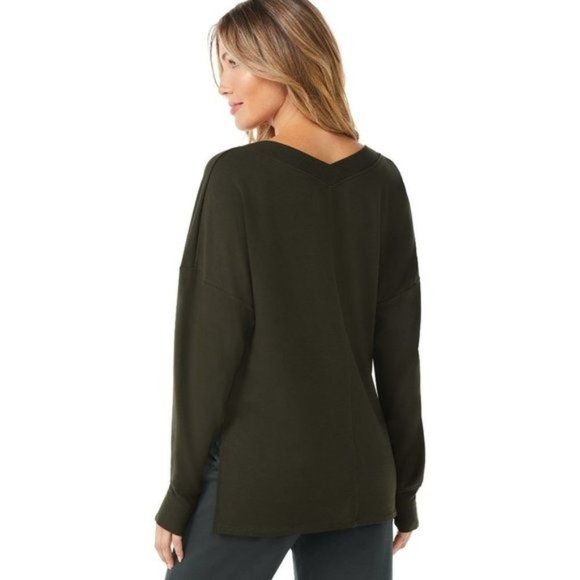 NWT‎ SIZE M Sofia Active Women's Fleece Pullover Top Double with Double V Neck - Picture 2 of 12